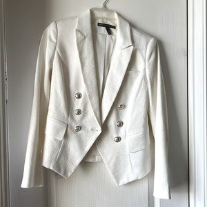 White House black market cream white jacket with metal button accents.